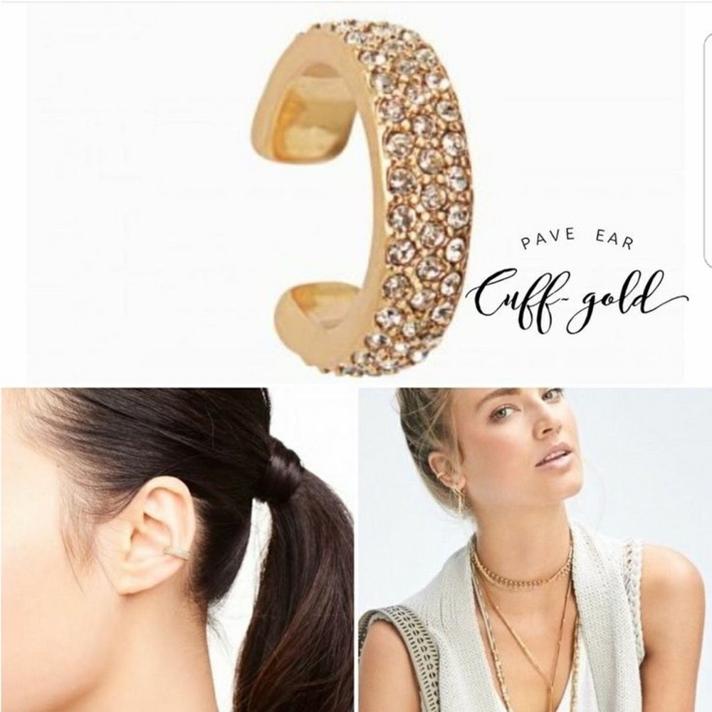 Gold Stella & Dot pave ear cuff NIB